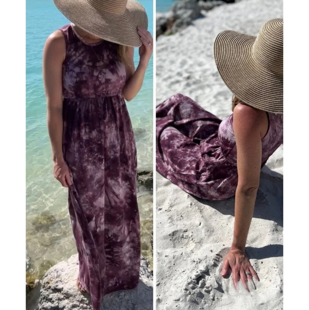 Tie Dye Maxi Nursing Dress in Purple